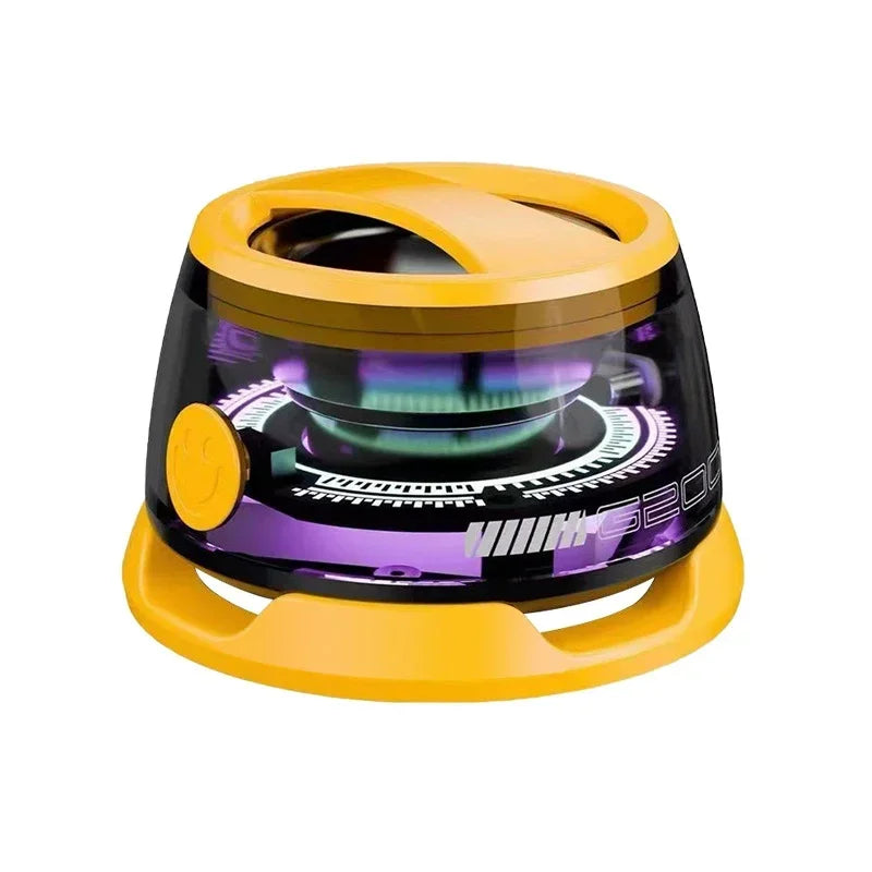 Mini Travel Stereo Speaker with RGB Color Light and Phone Holder Outdoor Magnetic Bluetooth Speaker Wireless Portable for IOS Oasis Select Yellow