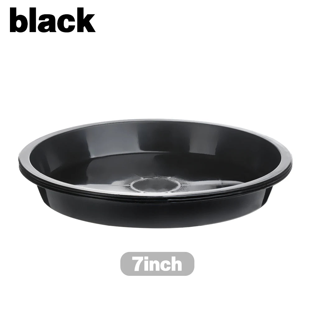 3Pcs Round Shaped Plant Trays Durable Plastic Drip Trays Heavy Duty Tray Saucers Red White Black Indoor Outdoor Flower Pot Oasis Select black-7inch
