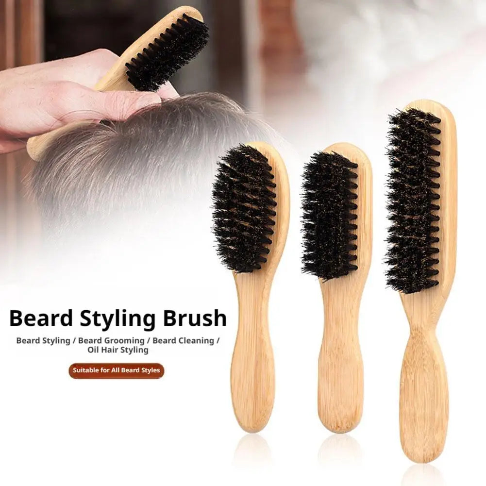 Natural Boar Bristle Beard Brush Wooden Handle Men's Grooming Tool for Clean Beard Oil Hair Styling Fade Cleaning Brush Oasis Select