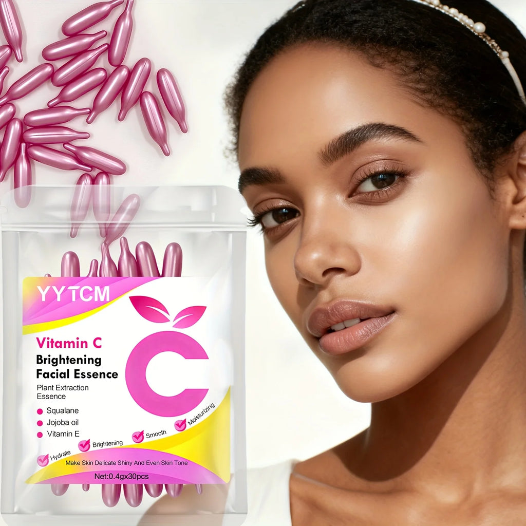 Vitamin C Skin-Brightening and Moisturizing Capsule Essence, Hydrates and Smooths the Skin, Contains Plant-Based Squalane, Vitamin E, Magnolia Oil, and Jojoba Seed Oil for Deep Hydration and Skin Brightening Essence (0.4Gx30 Oasis Select