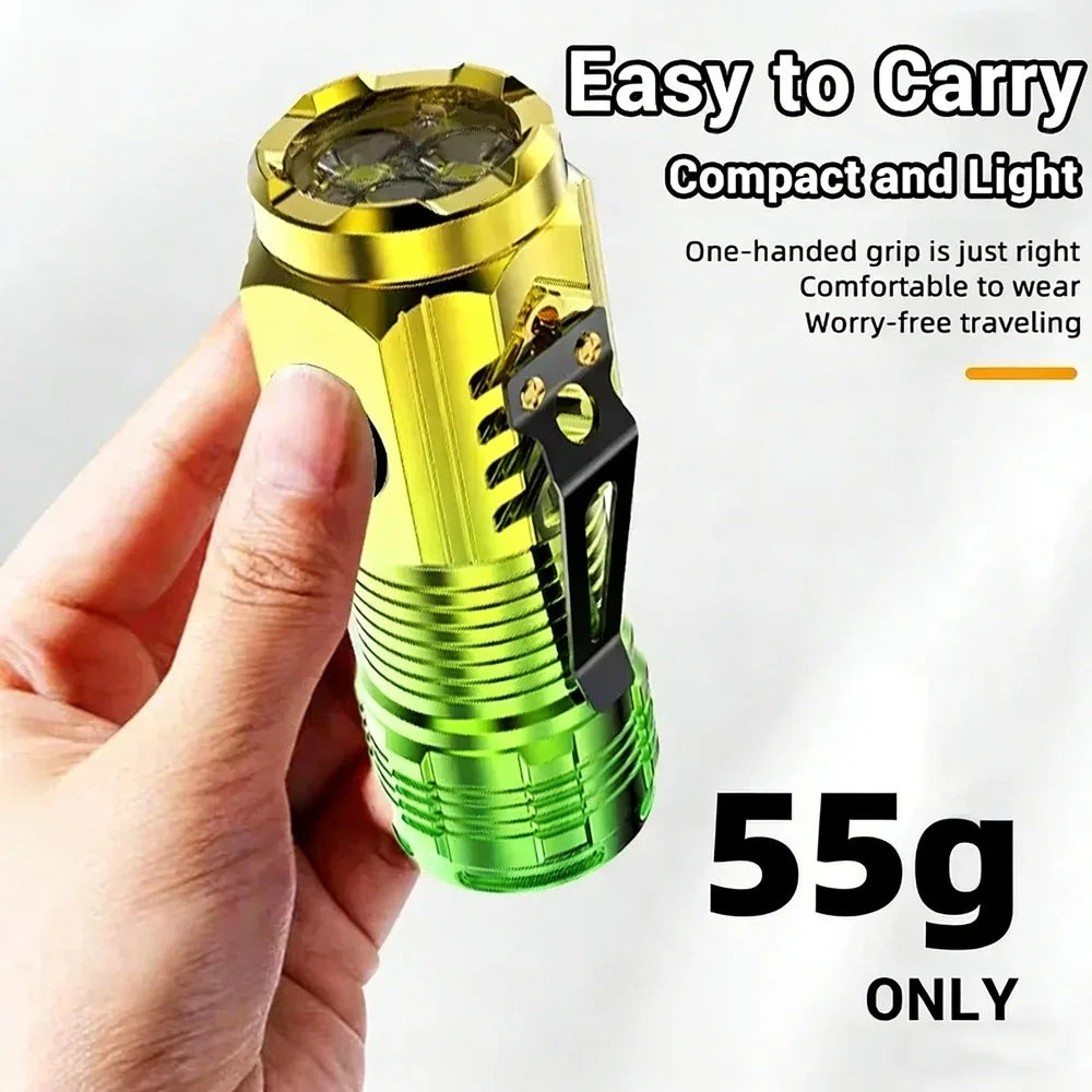 MINI High Power LED Flashlight Built-in Battery Rechargeable with Pen Clip Torch Outdoor Waterproof Camping Emergency Lantern Oasis Select