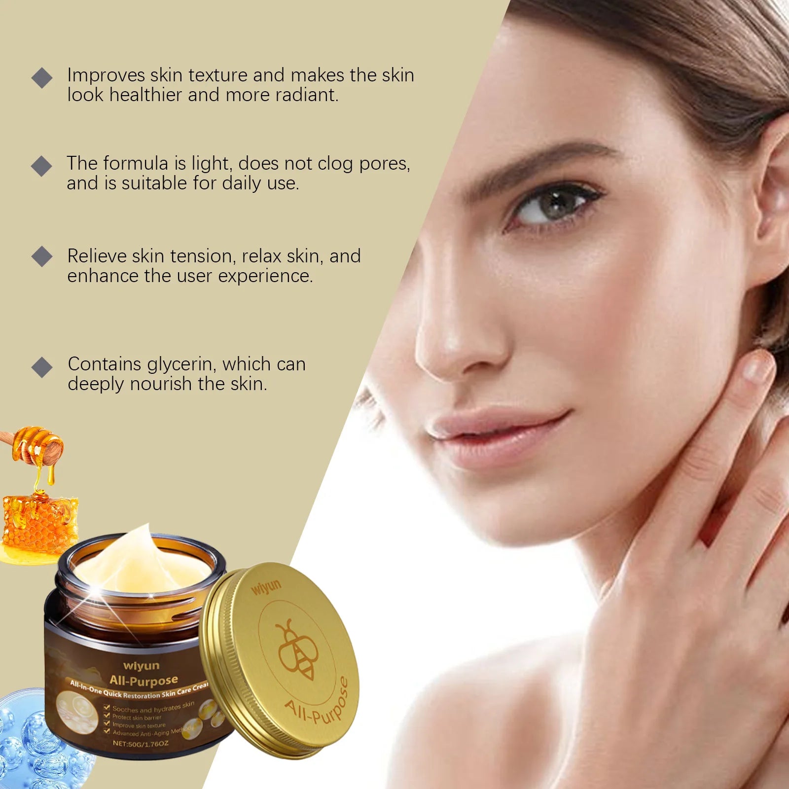 Wiyun Face Cream for Dark Spots Removal Fine Lines Repair Damaged Skin Firming Lifting Sagging Improvement Nourishing Skin Care Oasis Select