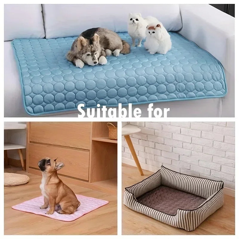Summer Pet Cooling Mat – Ice Silk Dog & Cat Cushion Bed Pet Cooling Mat Oasis Select