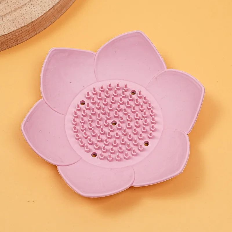 Lotus Silicone Soap Dish with Drainage | Eco-Friendly Holder