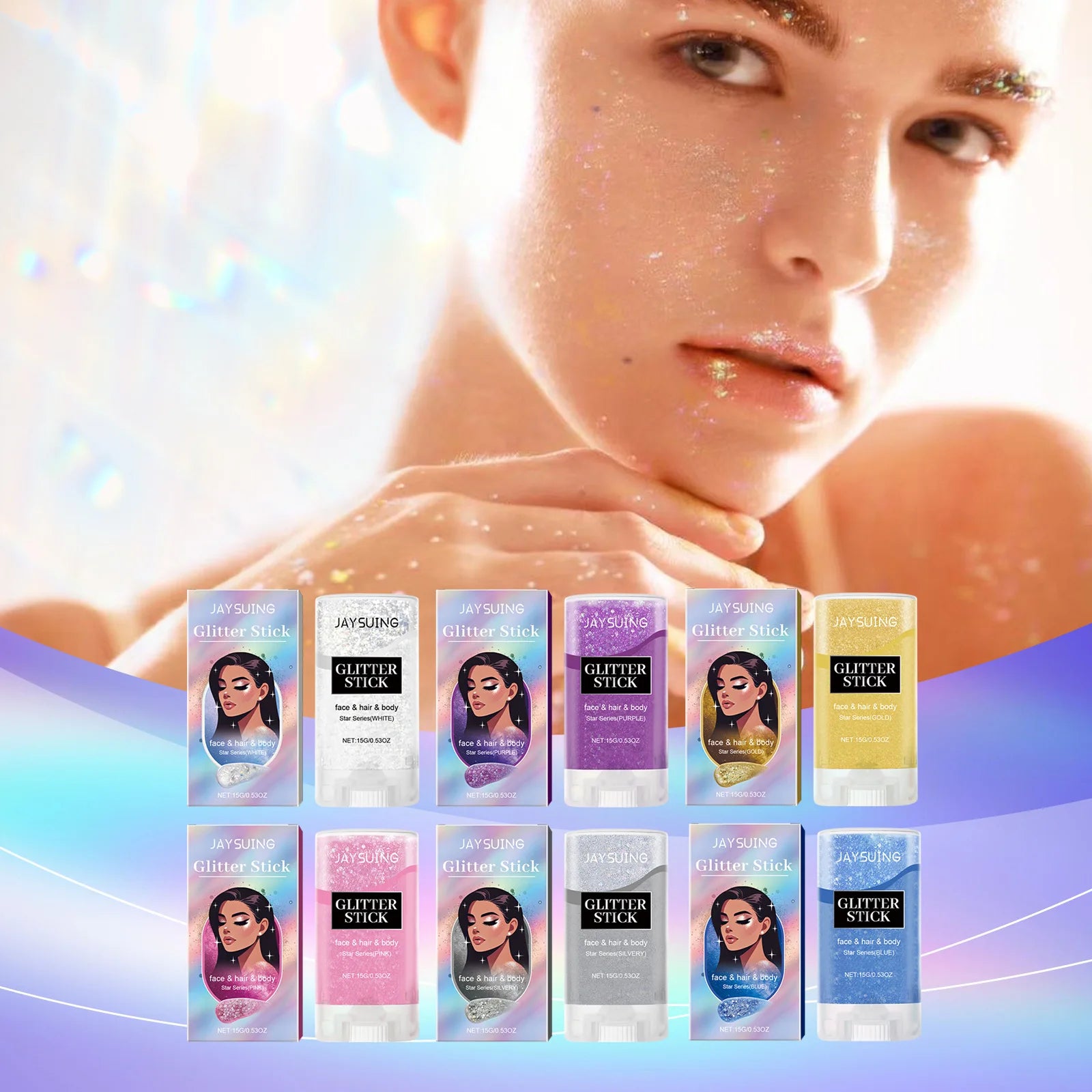 Glitter Gel Stick – Face Body & Hair Shimmer Makeup | 6 Shades