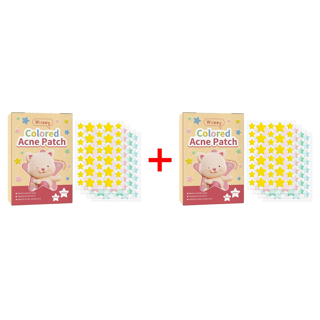 Wiieey Star Acne Patches – Colorful Pimple Stickers 144–288pc Acne Pimple Patch Oasis Select Star 144pcs x 2
