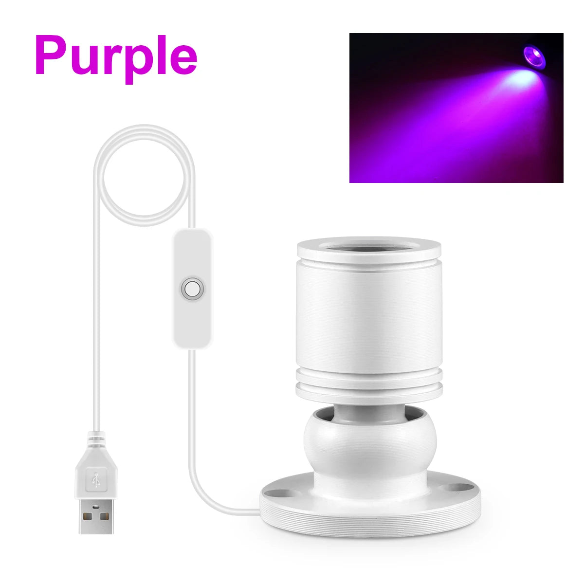 1W Led USB Spotlight With Swtich On/Off,5V USB Charging Port,Atmosphere Decor Lighting for Collectibles Anime Character Models Oasis Select White Shell Purple