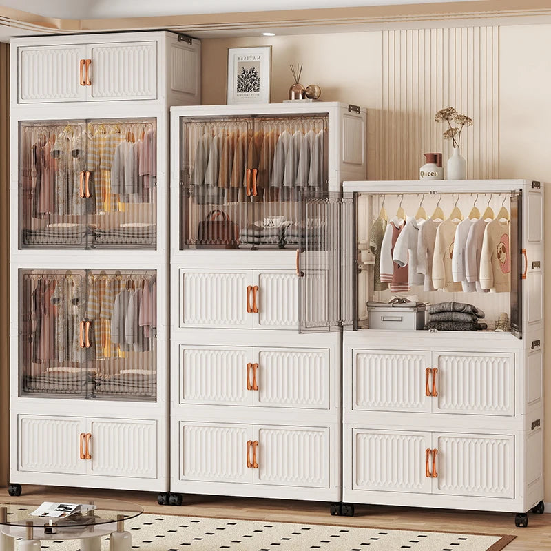 80cm Foldable Double-Door Wardrobe-No Assembly Portable Closet, Large Capacity Storage for Bedroom/Living Room (Clothes/Quilts) Oasis Select