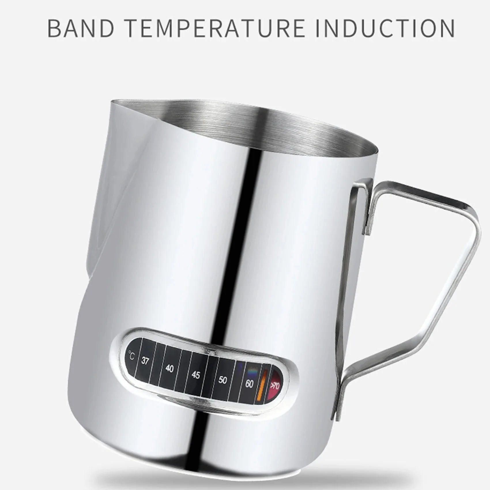 12/20oz Milk Frothing Pitcher 350/600ML Temperature Display Stainless Steel Milk Frother Pitcher Jug Cup for Latte Art Barista Oasis Select