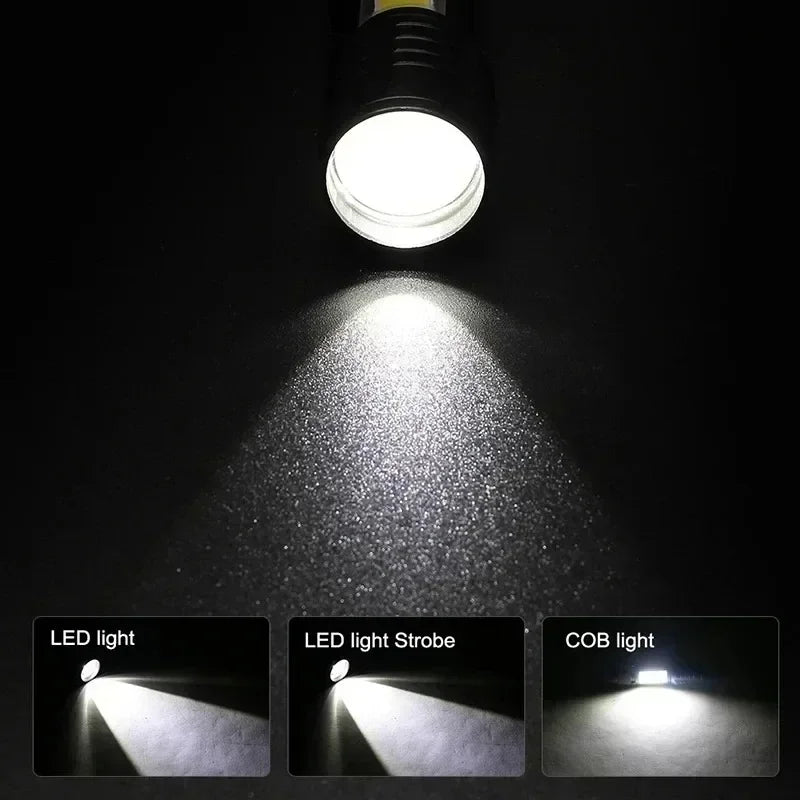 USB Rechargeable Mini COB+XPE Flashlight | Zoomable 3-Mode Torch