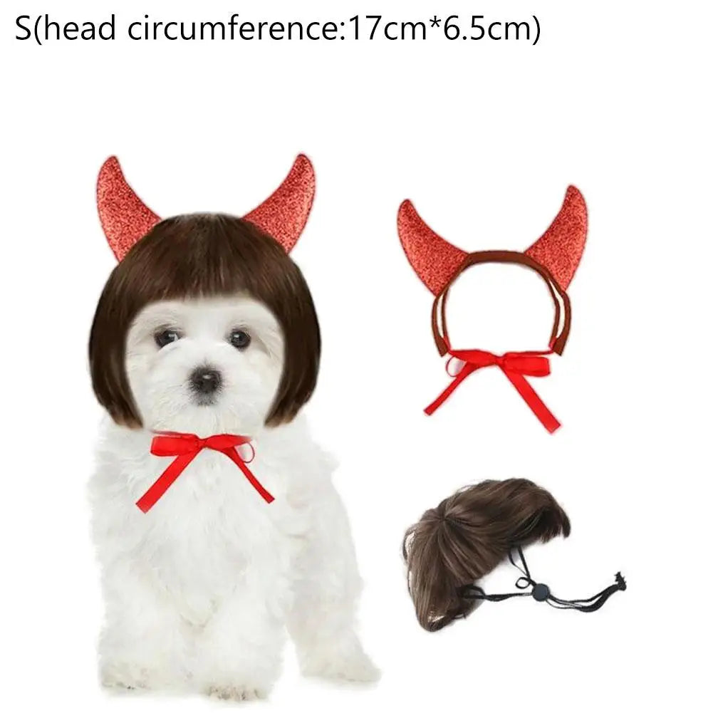 Pet Costume Devil Horn Headband Accessory Animal Headpiece Cosplay Halloween Party Props Funny Demon Cosplay for Dogs Cats Gifts Oasis Select 05