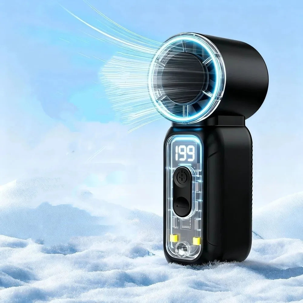 USB Rechargeable Mini Handheld Fan Ultra-Quiet Digital Display Small Electric Fan Powerful Wind Personal Cooling Fan Concert Oasis Select