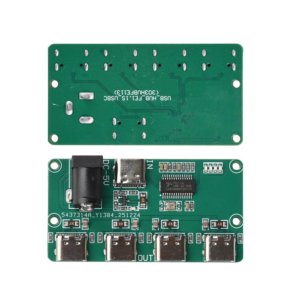 USB 2.0 Hub Module 1-to-4 Splitter with Type C Interface Four Output Channels Expansion Board for Multi Device Access Oasis Select Type C