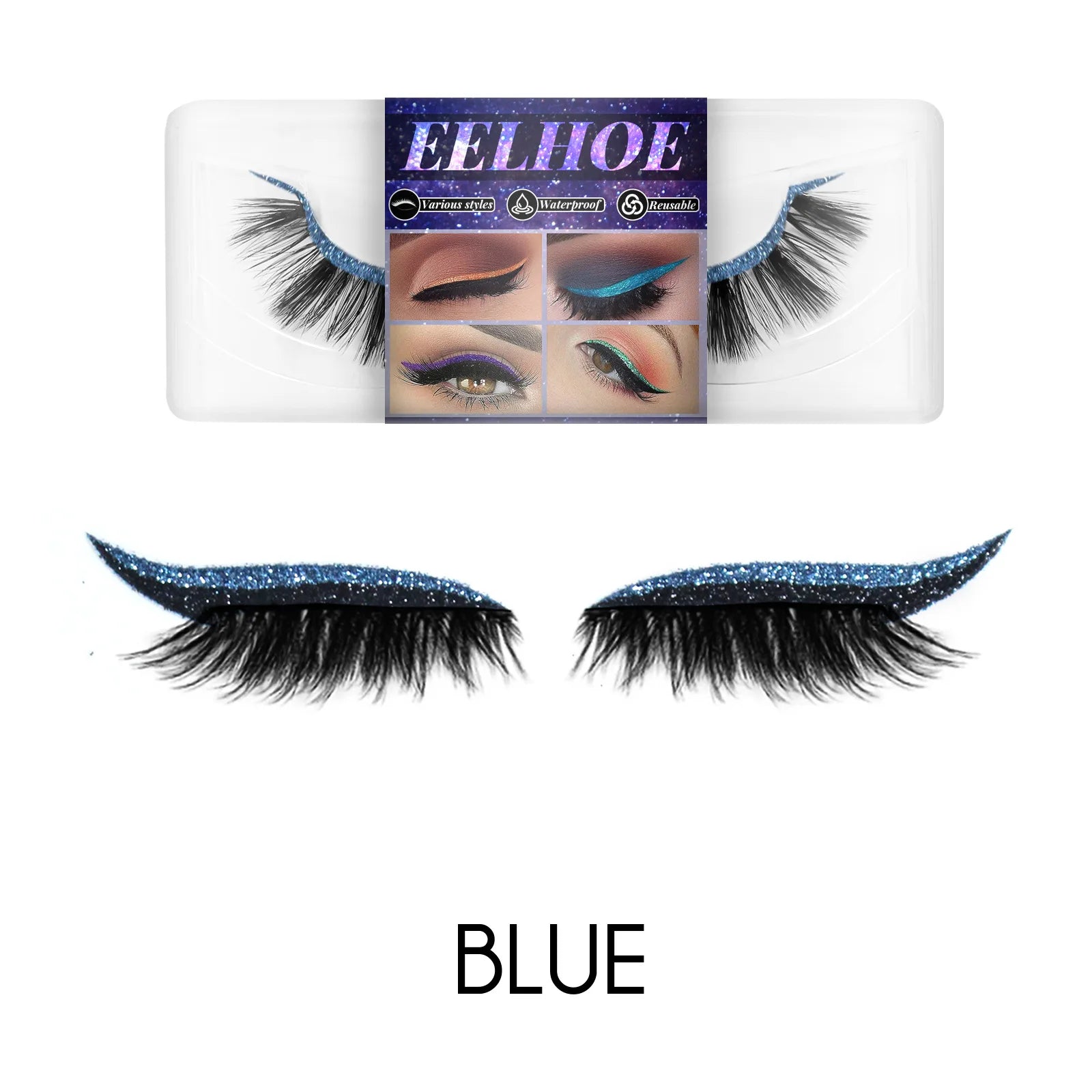 7color Glue-Free Faux Mink 3D Self-Adhesive Eyeliner Lash Stickers Waterproof Sweatproof False Eyelashes Stickers Eye Makeup Oasis Select 04