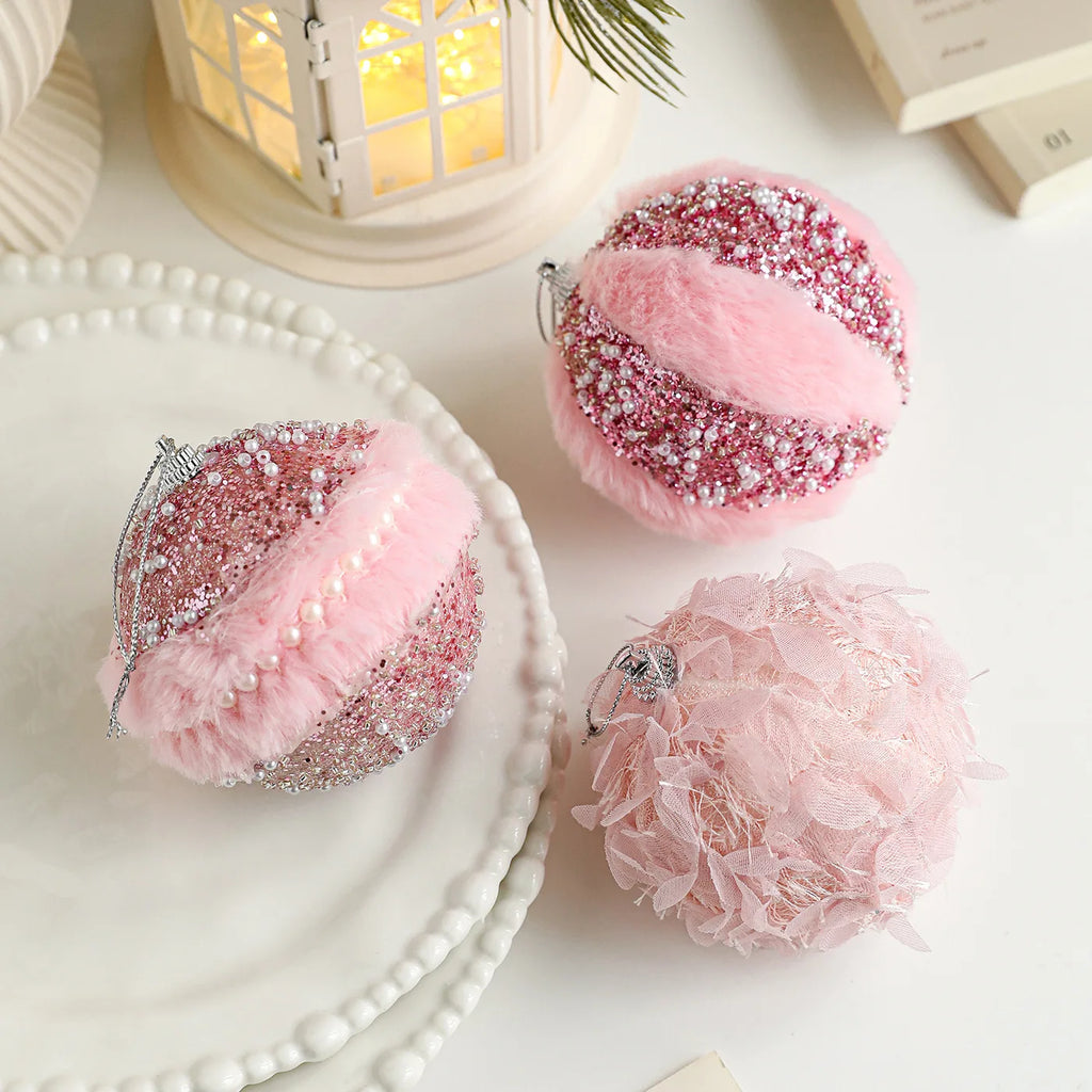 Christmas Tree Ornament Unique Pink Fluffy Christmas Ball Christmas Ball Decoration Modern Holiday Ornament For Festive Holiday Oasis Select