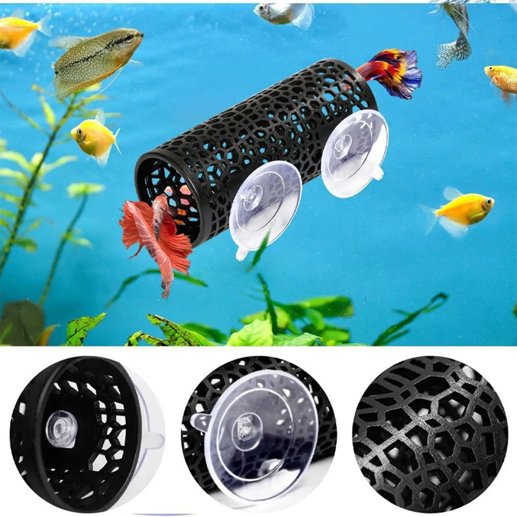 Fish Tank Tunnel Hollow Suction Small Safe Fish Tank Cave Betta Habitat Resting Shelter Ornament for Aquatic Pets Cichlids Oasis Select