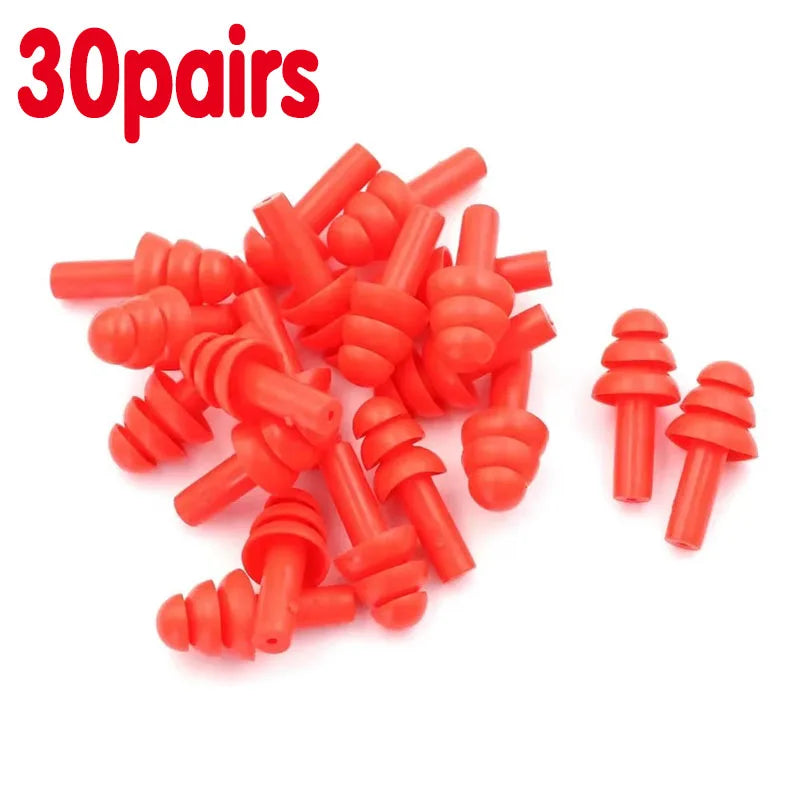 10-50pairs Ear Plugs Sound insulation Waterproof Silicone Ear Protection Earplugs Anti-noise Sleeping Plug For Noise Reduction Oasis Select 30pairs -Red