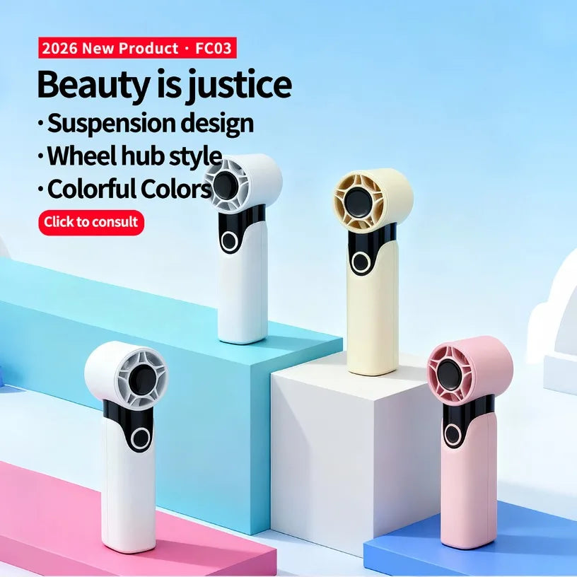 Digital Display Mini Handheld Fan Turbo Wind 3000mAh Rechargeable Multi-angle Use Lightweight Outdoor Cooling Fan Oasis Select
