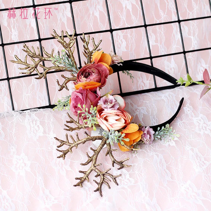 Christmas Headwear Forest-themed Antler Headband Easter Hair Accessory Party Photo Headband Oasis Select