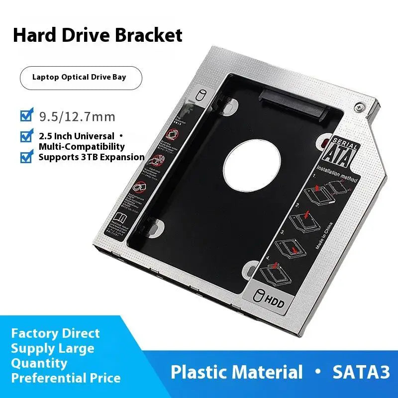 1 Set 2.5" SSD CD DVD To HDD Case Enclosure CD-ROM ODD Optibay Plastic Aluminum Universal 9.5/12.7mm SATA 3.0 2nd HDD Caddy Oasis Select