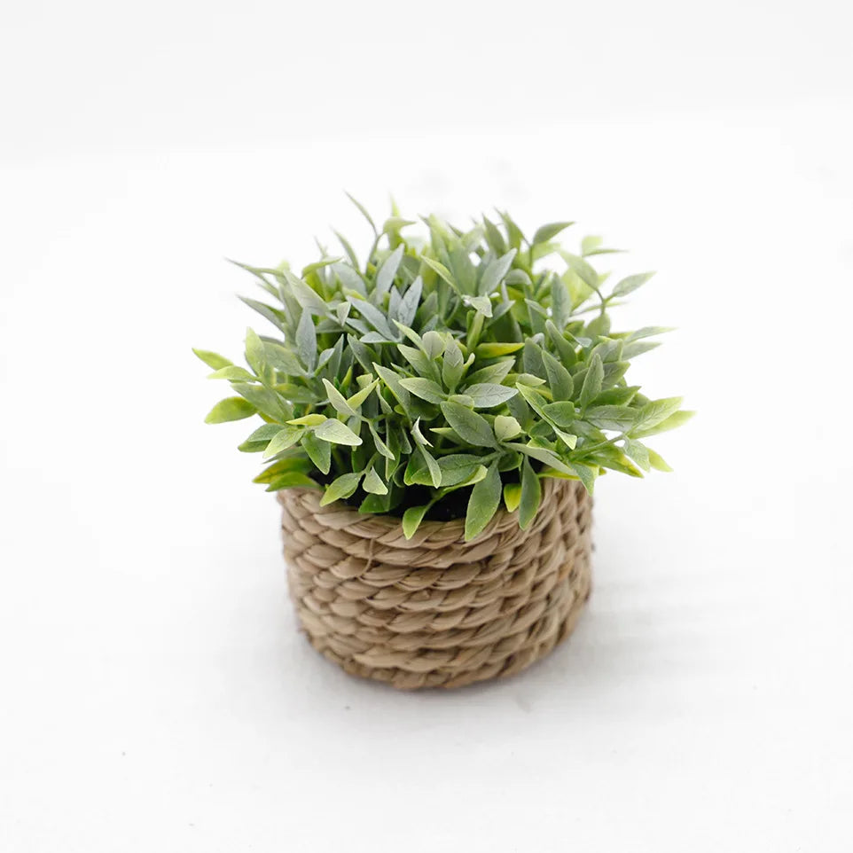 Green Artificial Potted Plant Eucalyptus Grass 11cm Simulated Potted Plants Woven Plastic Leaf Artificial Plants Home Decor Oasis Select 01