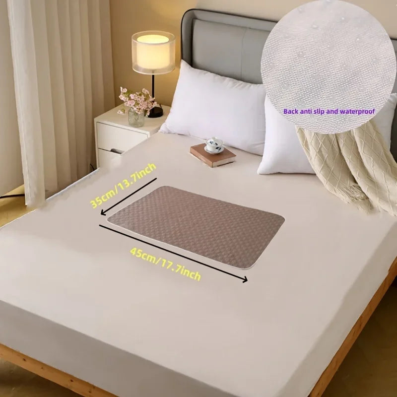 Leak-Proof Washable Incontinence Pad - Counter-slip Non-Woven Fabric Bed Mat for Seniors, Pets, Menstruation & Home Use Oasis Select brown-35x45cm