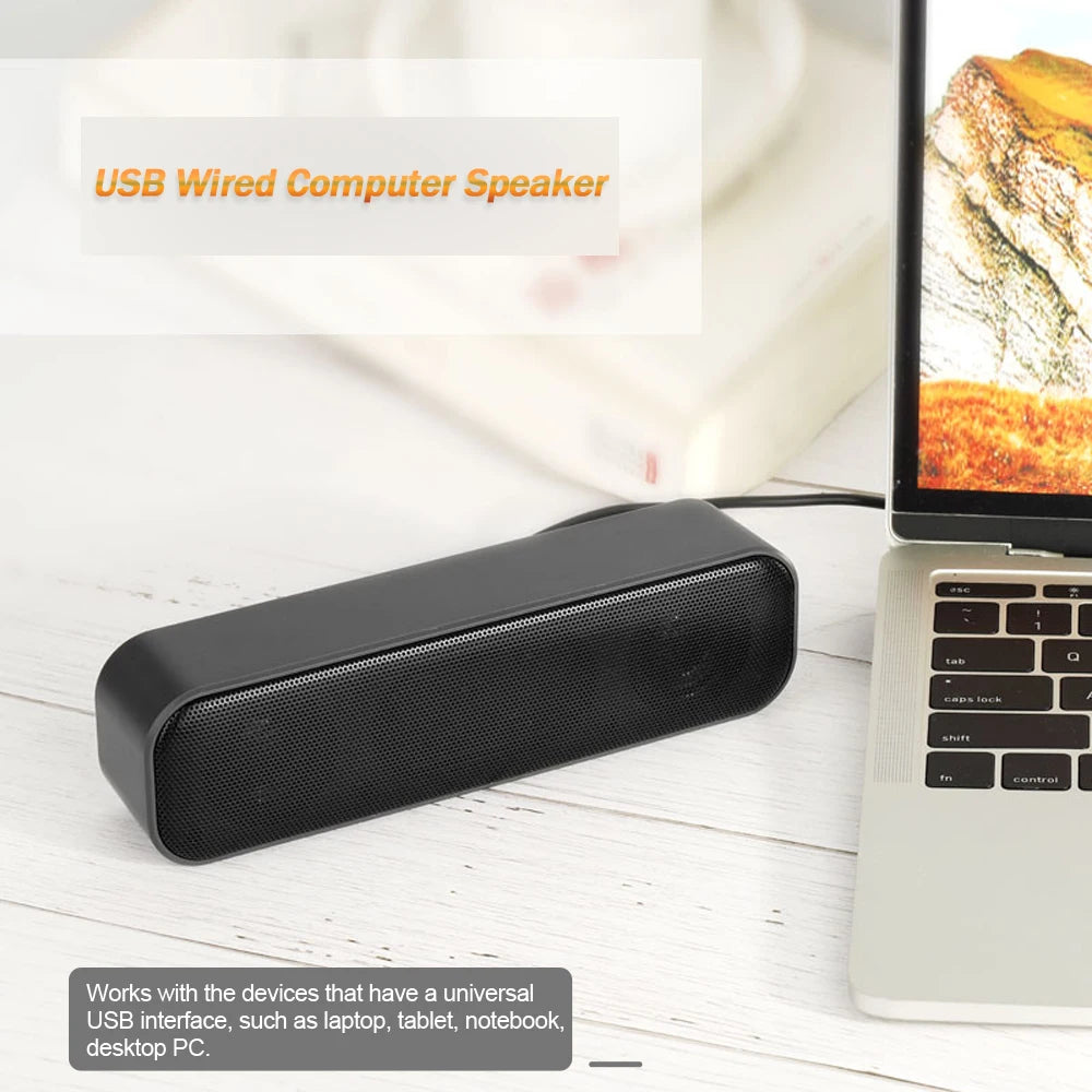 AyeBeau USB Wired Desktop Soundbar Speaker 6W – PC, Laptop & TV