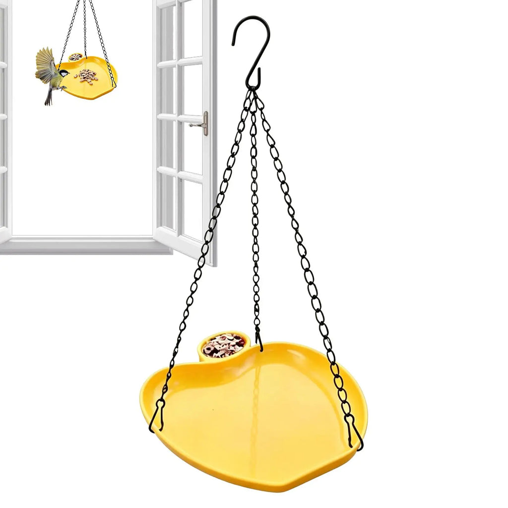 Bird Feeder Hanging Bird Feeding Tray with Fountain Outdoor Bird Drinking Bird Tray with Hook Chain for Garden bird Supplies Oasis Select