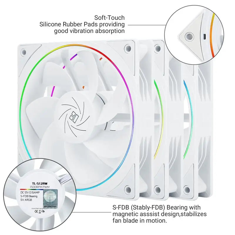 LIKE WISH TL-S12RW X3 CPU Fan 120Mm Reverse Fan Case Cooler Fan Comes With ARGB Lighting,CPU Cooling Fan With 1500RPM Speed Oasis Select