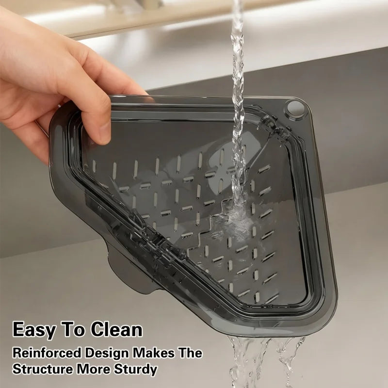 Sink Food Scrap Collector One-Button Magnetic Food Strainer Triangular Foldable Drain Rack Kitchen Sink Strainer Basket Oasis Select