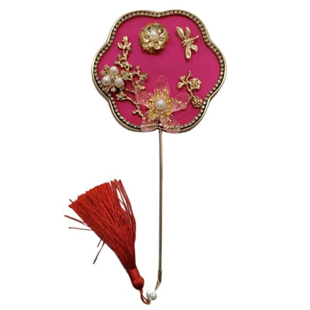 Chinese Style Mini Chinese Fan with Pendant Handheld Bridal Group Fan Tassels Vintage Chinese Silk Fan Chinese Wedding Oasis Select 1
