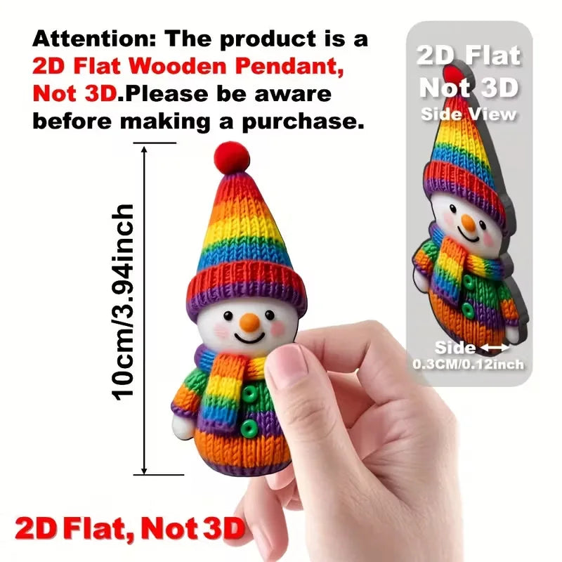 32-Piece Wooden Snowman Christmas Ornaments | Colorful Pom-Pom