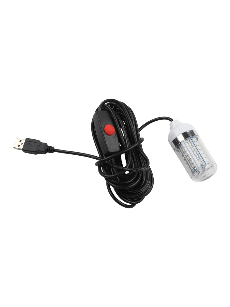 5V Underwater Fish Lure Lamp Green/white/blue/warm Light USB LED Fish Finder Light With 5m Line Raft For Night Fishing Parts Oasis Select green