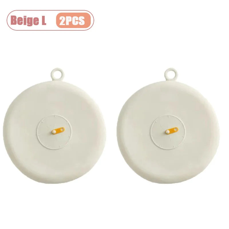 Food Cover Set Bowl Lids Heat Resistant Round Refrigerator Leftovers Universal Sealing Lids Reusable Kitchen Covers Oasis Select Beige L-2PCS