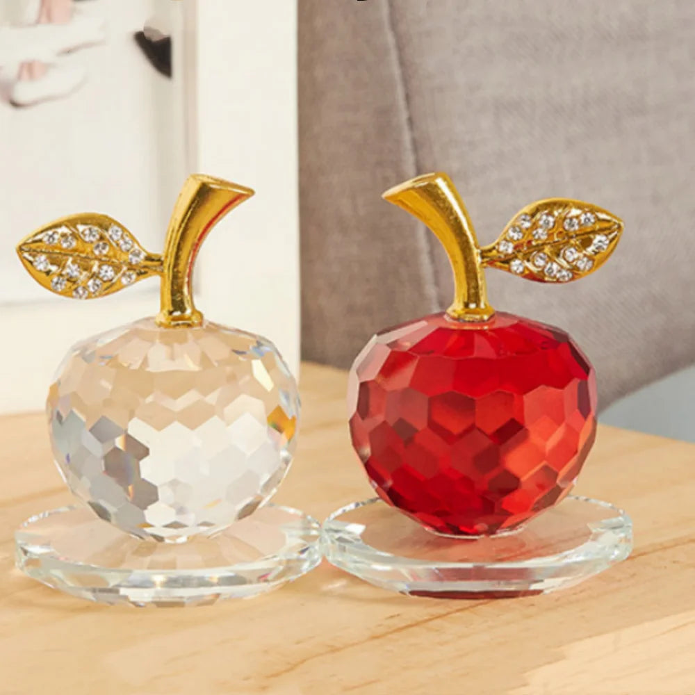 3D Crystal Apple Ornament Diamond Apple Craft Souvenir Home Living Room Desktop Decoration Car Ornaments Fruit Figurines Gift Oasis Select