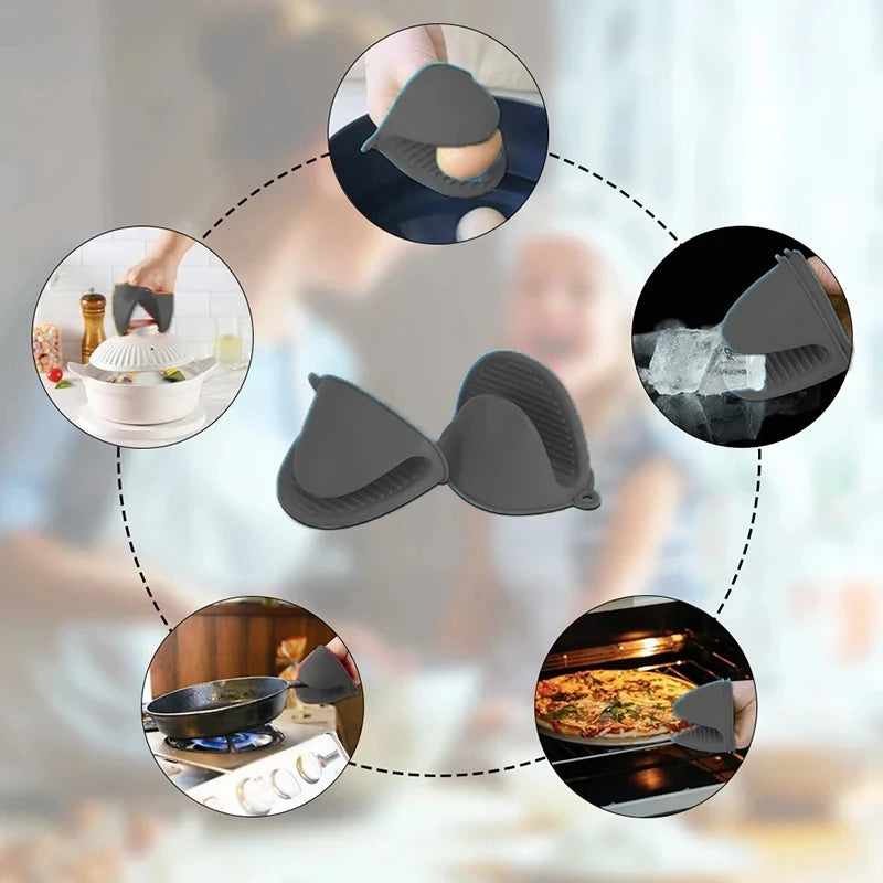 2pcs Oven Mitts Silicone Heat Resistant Pinch Mitts Anti Scalding Non Slip Gloves Clips Pot Holder Cooking Baking Oven Mitts Oasis Select