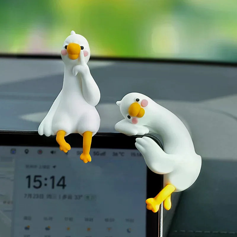 Cute 3D Resin Duck Figurine Cartoon Animal Mini Ornament Playful Desk Car Dashboard TV Monitor Decor Ideal Gift Idea Oasis Select