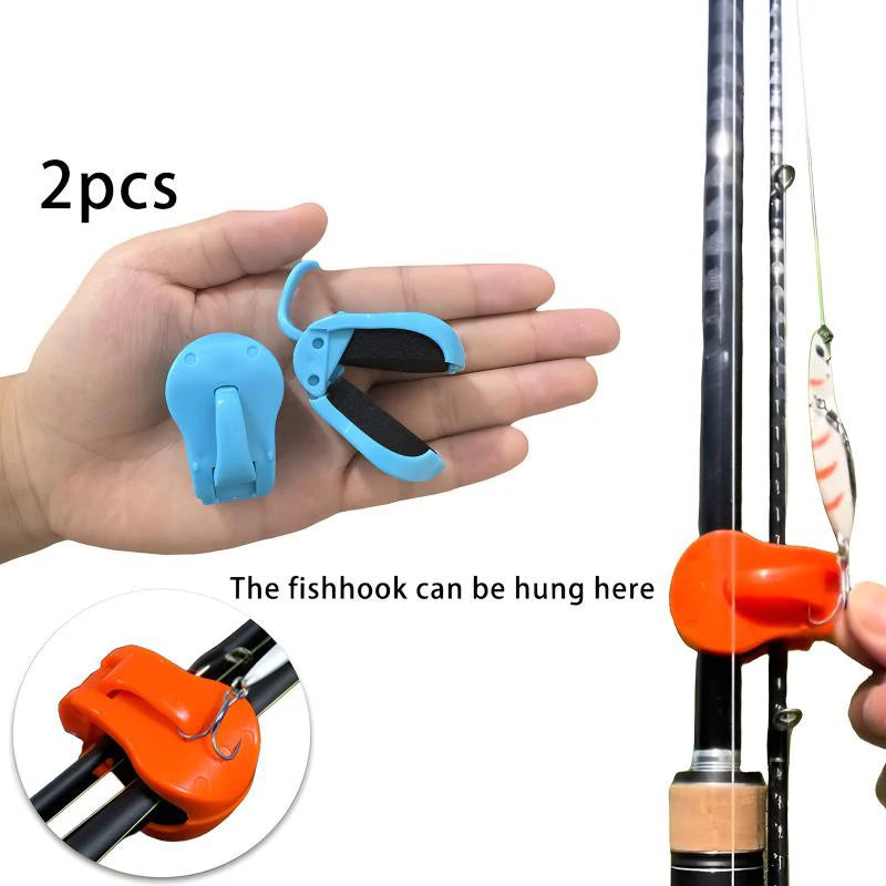 2Pcs Quick-Attach Fishing Rod Clip Tool-Free 1-Hand Holder For Freshwater Rods Storage Racks Secure Grip Tackle Organizer Oasis Select blue