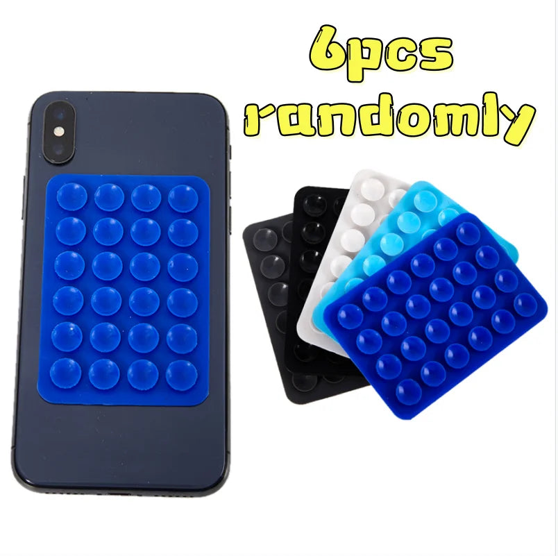 6pcs Multifunctional Mobile Phone Silicone Suction Cup 24 Square Mobile Phone Single-Sided Case Anti-Slip Holder Mount Suction Oasis Select
