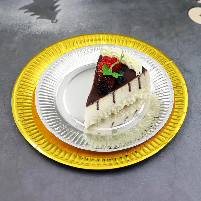 Metallic Foil Disposable Paper Plates Gold Silver 50 Pack