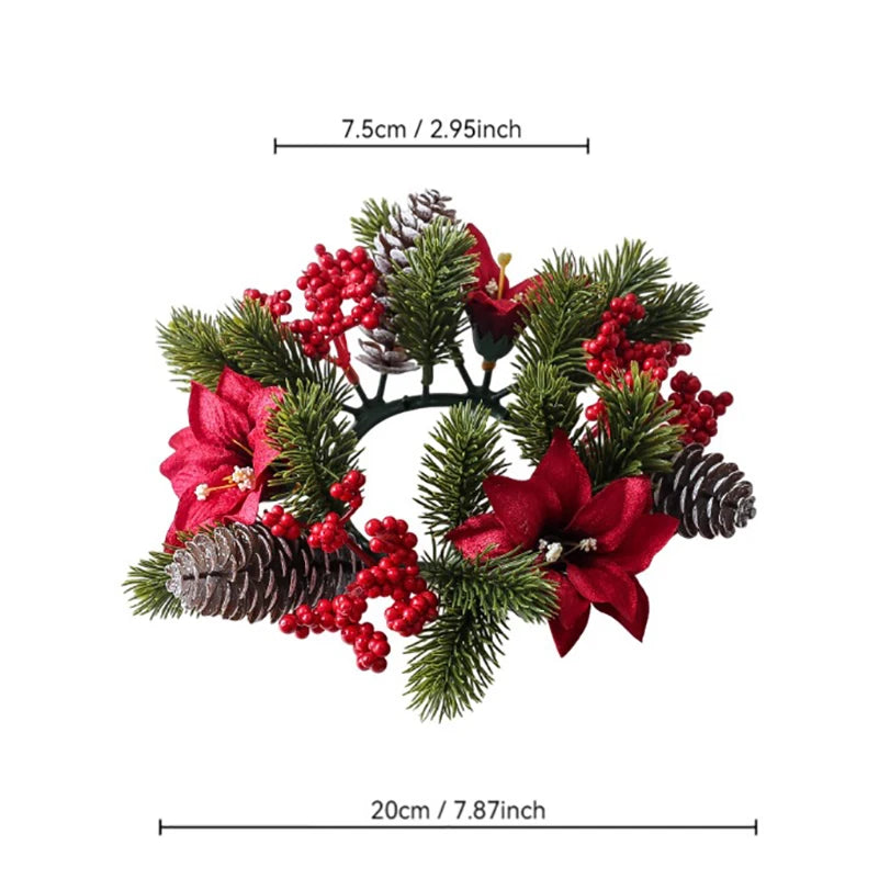 Christmas Candle Holder Wreath With Pinecones And Red Berries Candle Wreath Decorative Ornament Artificial Wreath Oasis Select