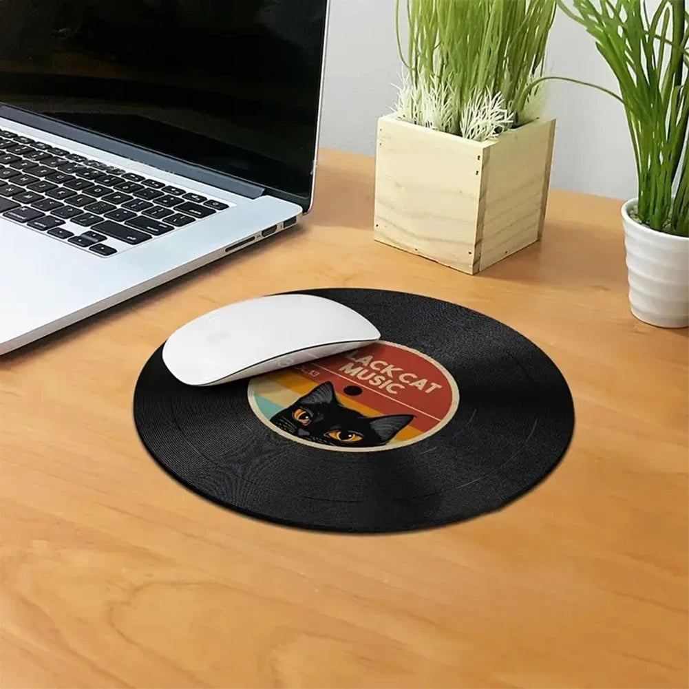 Vinyl Record Round Mouse Pad – Non-Slip Diatom Mud Desk Mat Round Desk Mat Oasis Select