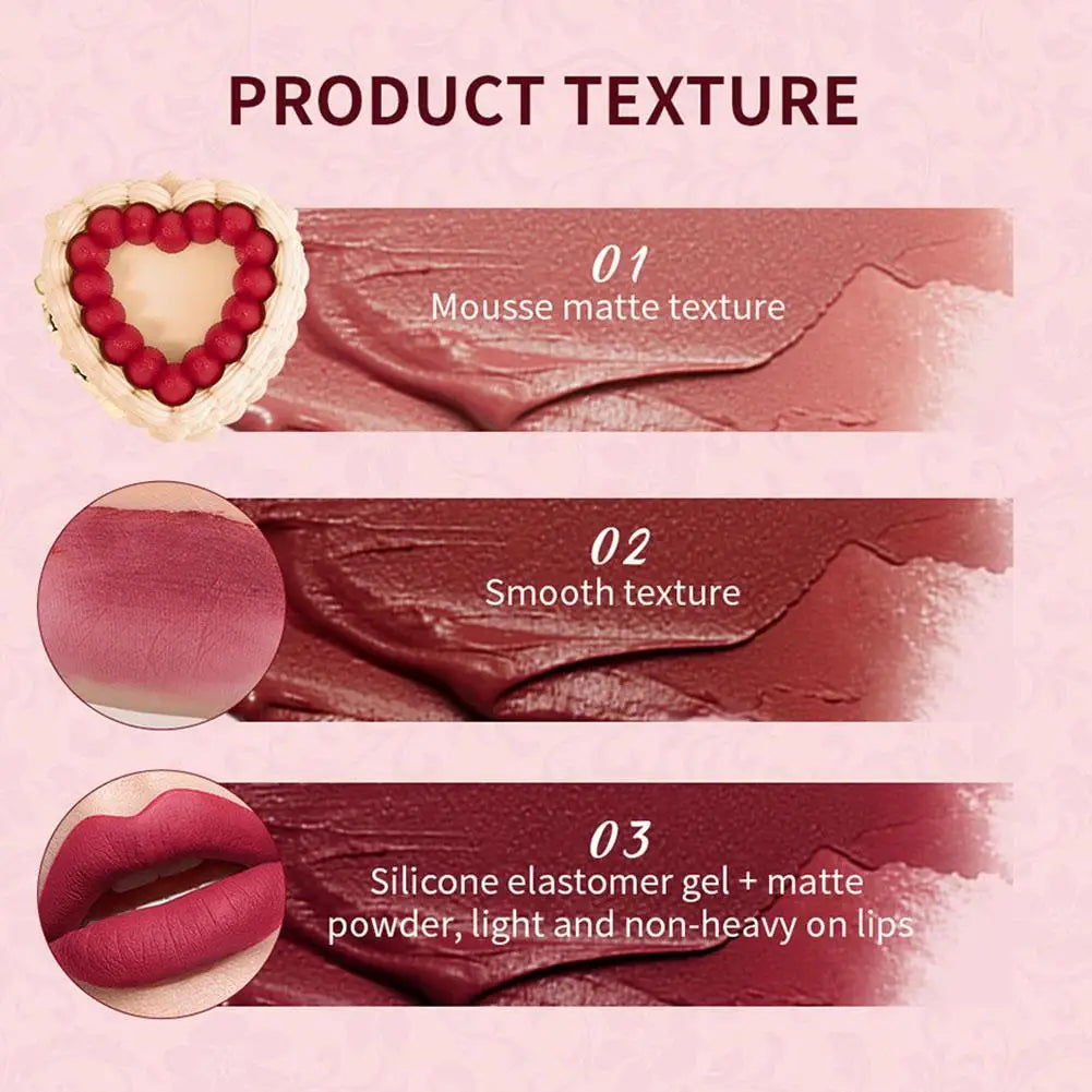 Strawberry Cupid Cake Lip Cream,Long Lasting Matte Lipstick,Hydrating Lip Stain,Transfer & Smudge-Proof Velvet Liquid Lipstick Oasis Select