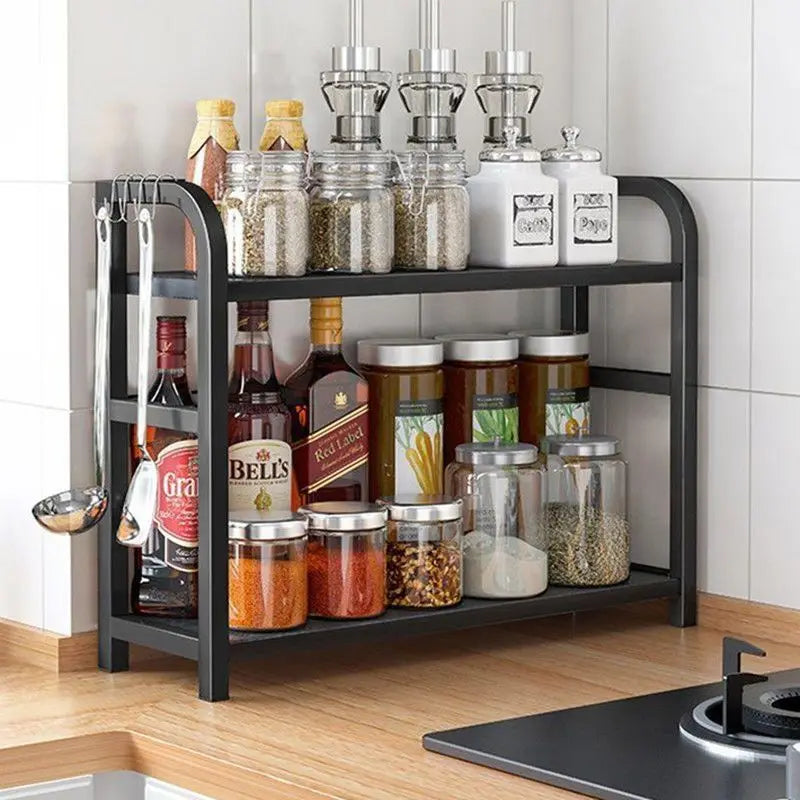 1 Pack 2-Tier Rustproof Metal Kitchen Shelf - Space Saving Countertop Organizer for Mugs, Spices & Coffee Oasis Select