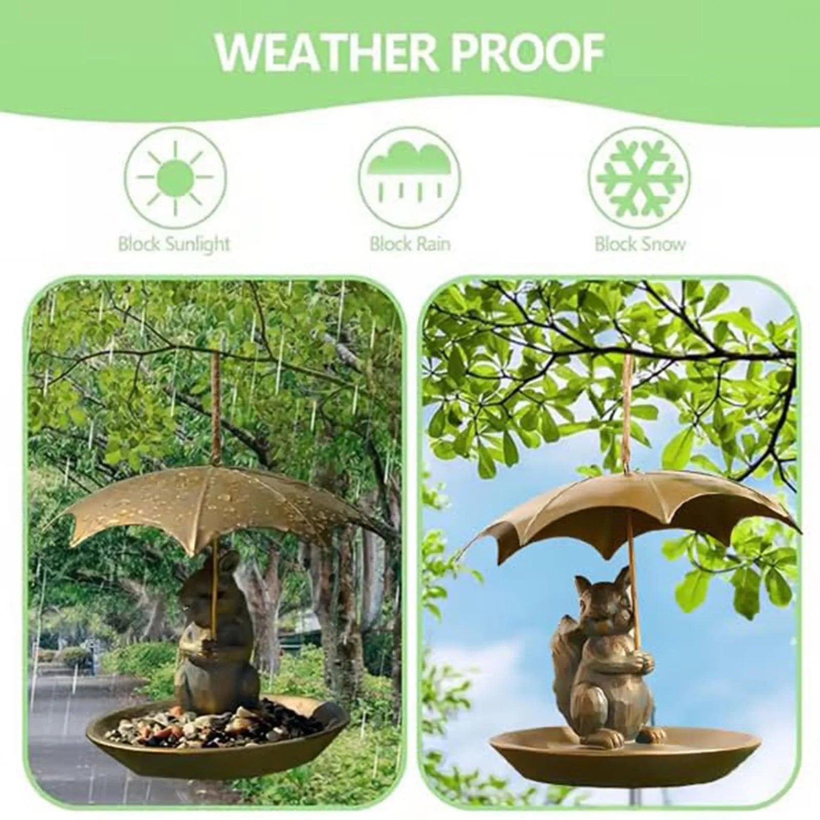 Metal Bird Feeder with Umbrella – Squirrel Cat Dog Garden Decor Garden Bird Feeder Oasis Select
