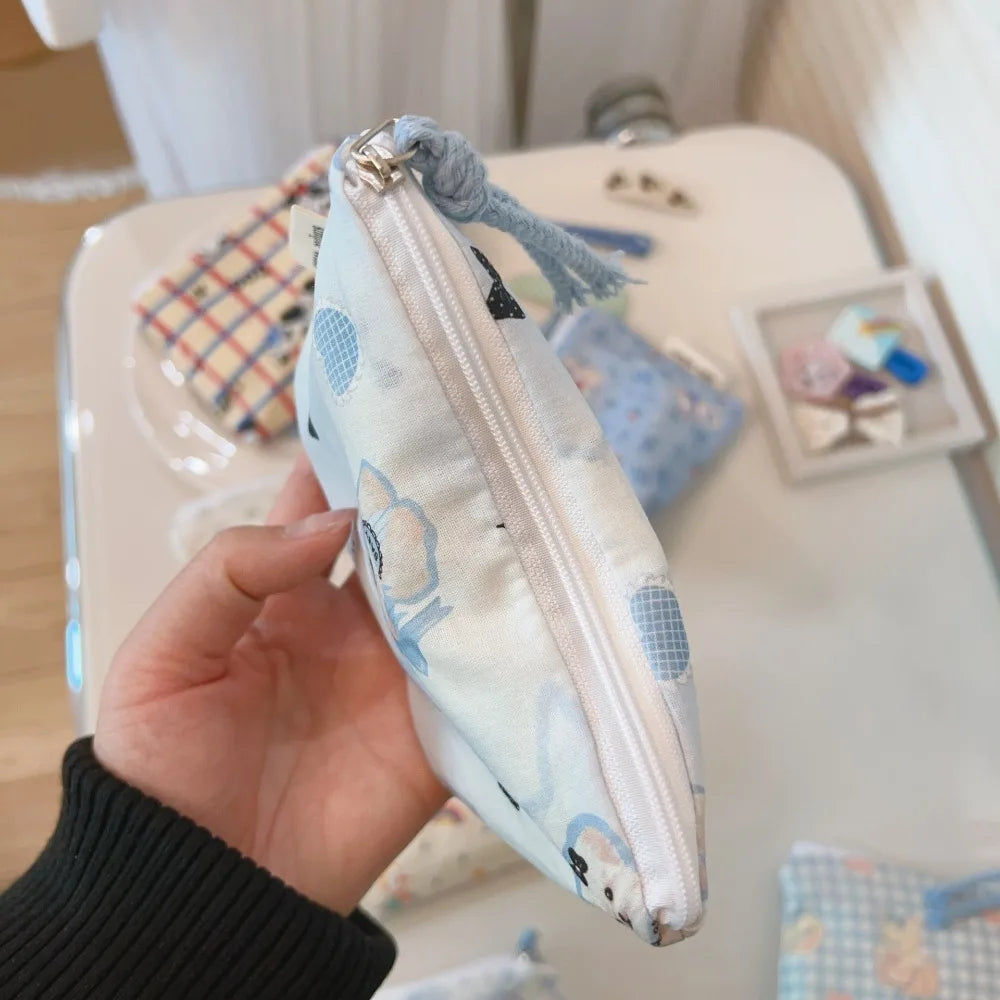 Cute Cartoon Prints Mini Coin Purse Square Zipper Sundries Pouch Portable Cotton Earphone Lipstick Storage Bag Oasis Select