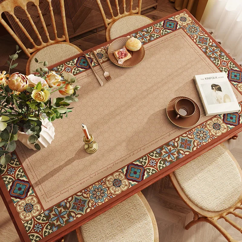 American Retro Tablecloth Waterproof Oil Resistant Scald Resistant and Washable Table Mat Premium Leather Coffee Table Cloth Oasis Select 70x140cm 5