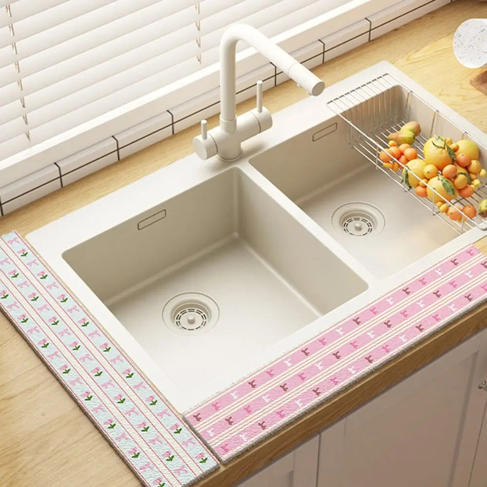 Cute Wood Pulp Cotton Sink Countertop Absorbent Pad Cartoon Quick Dry Sponge Mat Splash-proof Dish Drying Mat Kitchen Supplies Oasis Select