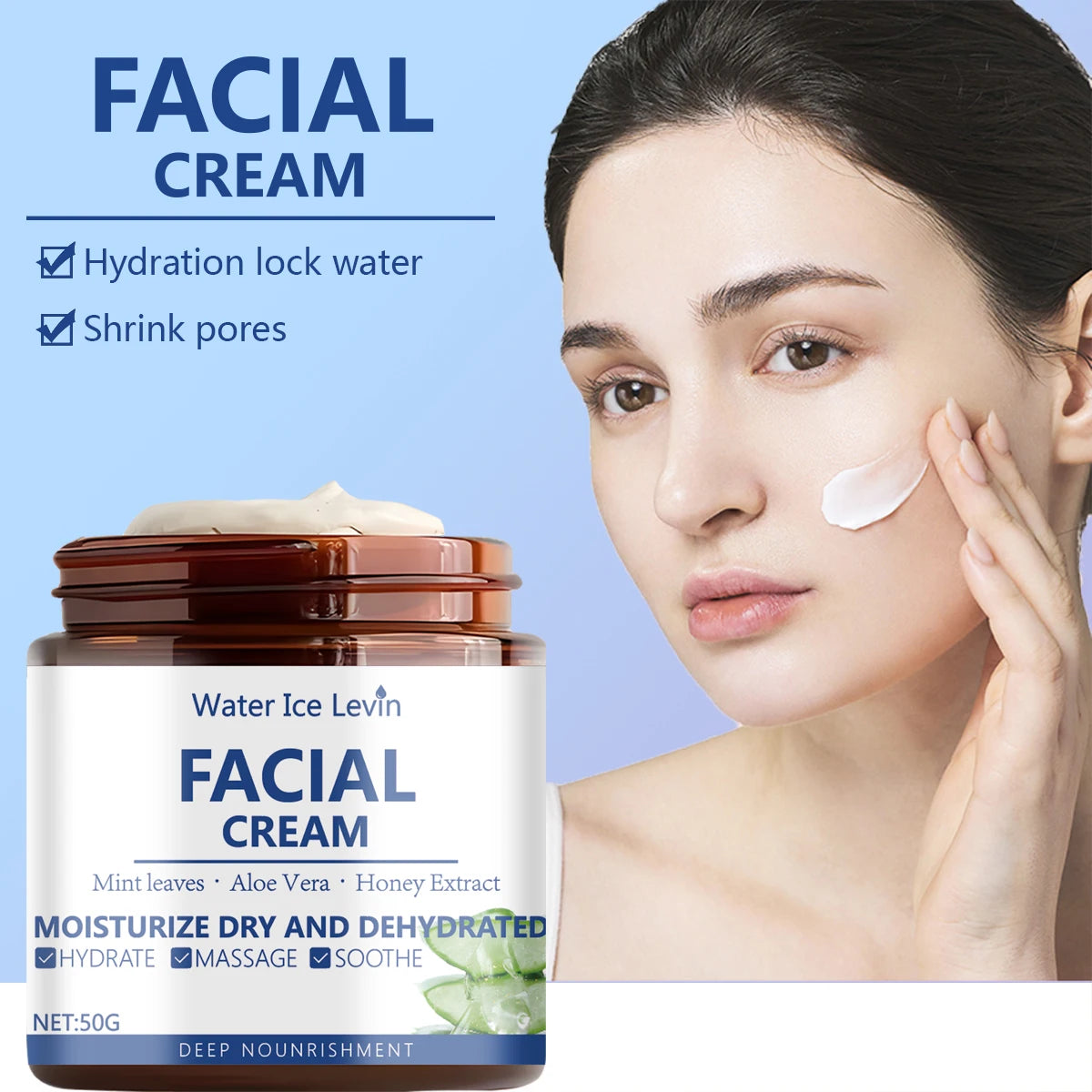 Water Ice Levin Hydra-Lock Facial Cream | Aloe, Honey & Collagen Facial Moisturizer Cream Oasis Select