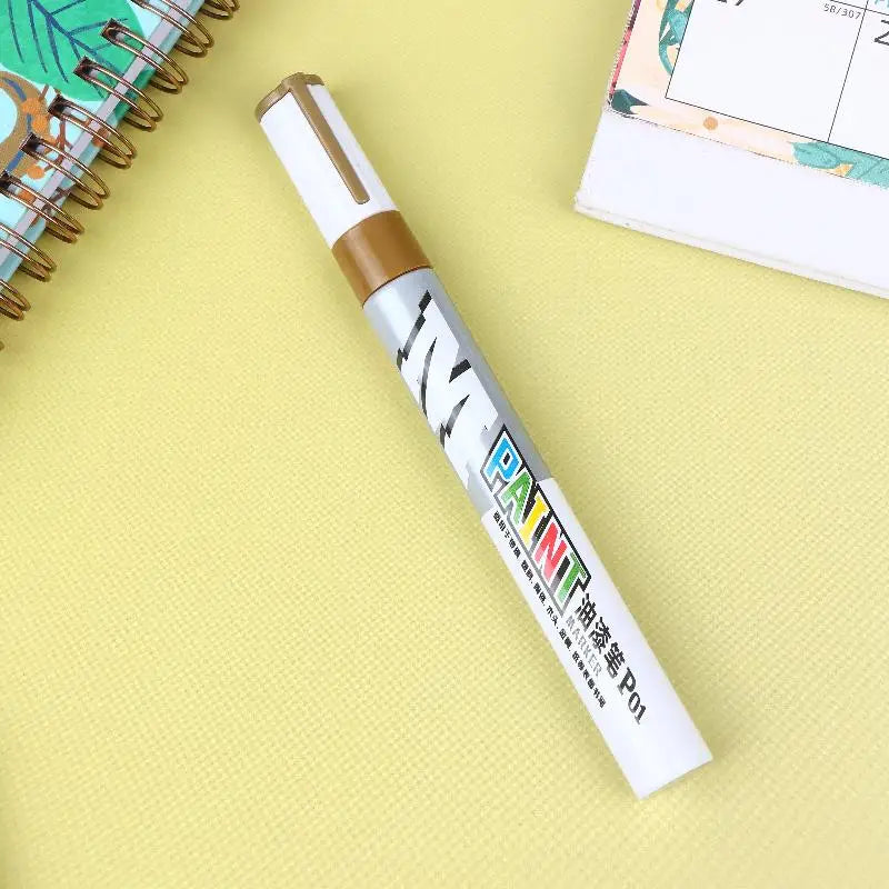 1Pcs Waterproof Marker Paint Pen Vehicle Touch-Up Paint Tyre Oily Markers Quick Drying Signature Pen Stationery Supplies Oasis Select Gold